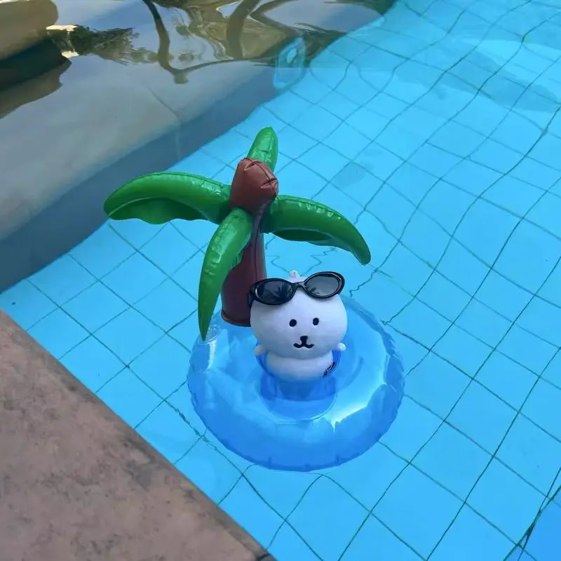 10cm piada urso boneca em miniatura praia verão nadar anel brinquedo acessório engraçado férias adereços cênicos para casa decoração do jardim