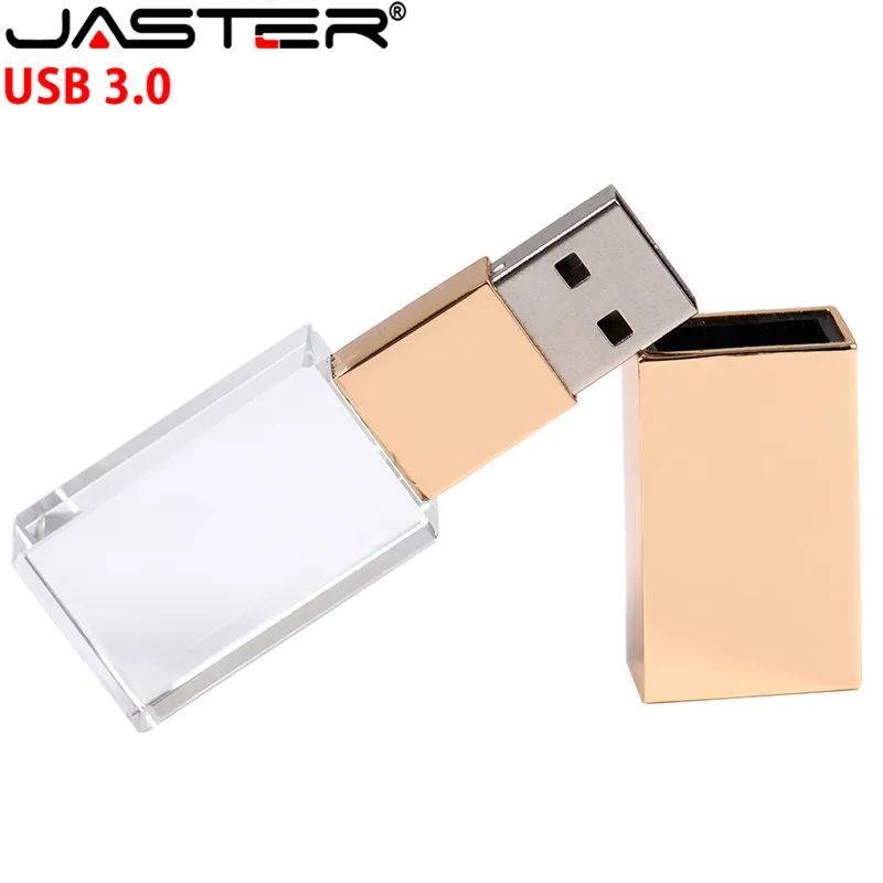 JASTER New Crystal USB Flash Pen Drive Custom Logo Cle USB 3.0 4GB 16GB 32GB 64GB Wedding Gift Pendrive (Over 10pcs Free Logo)