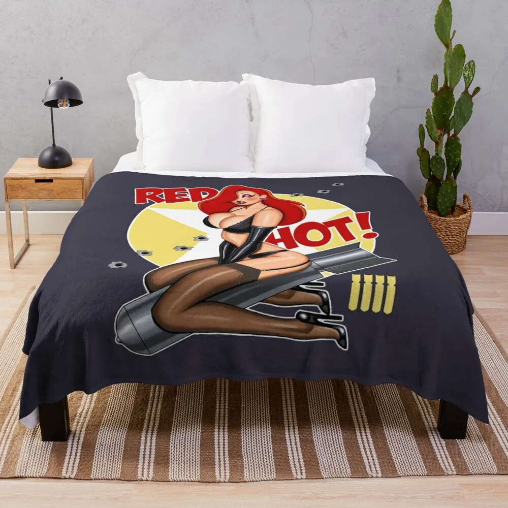 Red Hot Nose Art Jessica Rabbit 17 T Best Women 90s Retro Unique Best Hot Idea Throw Blanket blankets ands Decoratives Blankets