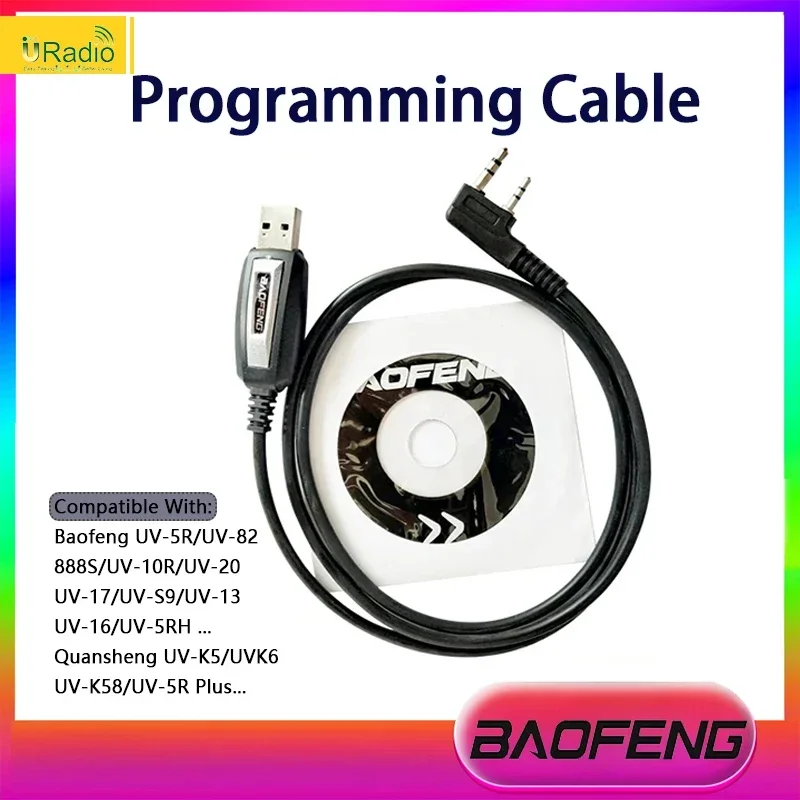 USB Programming Cable For Baofeng CD Software Radio Accessories BF-5RH 13Plus 17Plus V2 Quansheng UVK5 UVK6 5RPlus UV-20 1/2 PCS