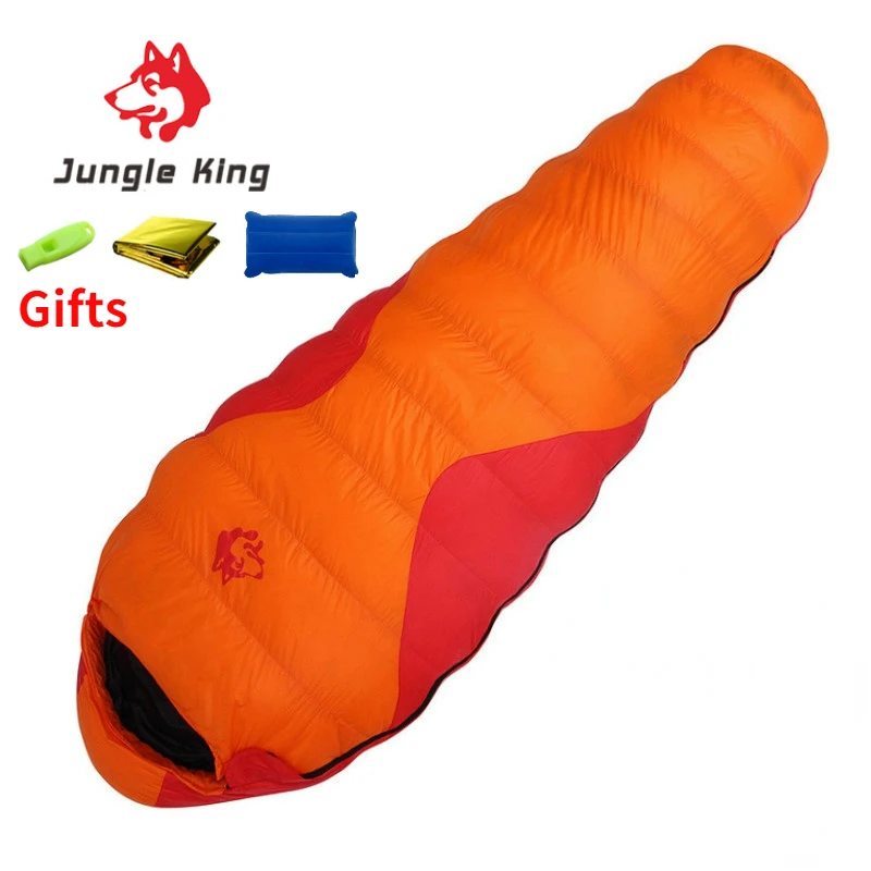 

JUNGLE KING CY660 New 3-piece First Aid Winter Duck Down Sleeping Bag Can Be Spliced Double Sleeping Bag Couple Travel Camping