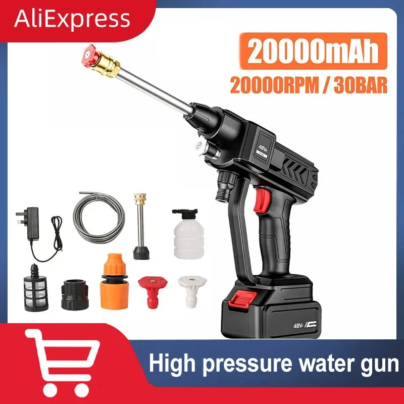 700W 30BAR Cordless High Pressure Water Gun Car Washer Spray Gun Portable Rechargeable Car Washing Machine For Makita 18VBattery