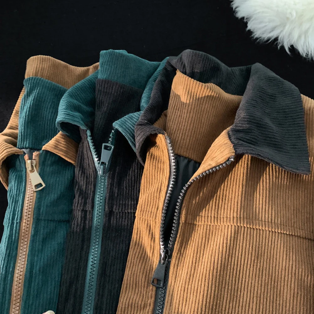 الرجال سروال قصير طية صدر السترة سترة البضائع سستة فضفاضة اللون مطابقة معطف أبلى عارضة