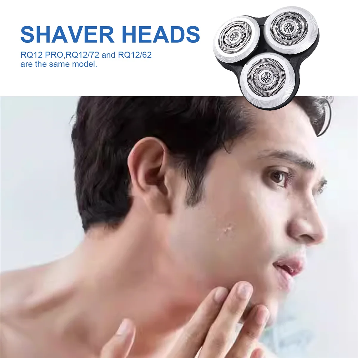 Kepala Pengganti RQ12 PRO PANAS untuk Philips Norelco Series 8000 (SensoTouch 3D) dan Arcitec(Norelco 12Xx) -1 Paket