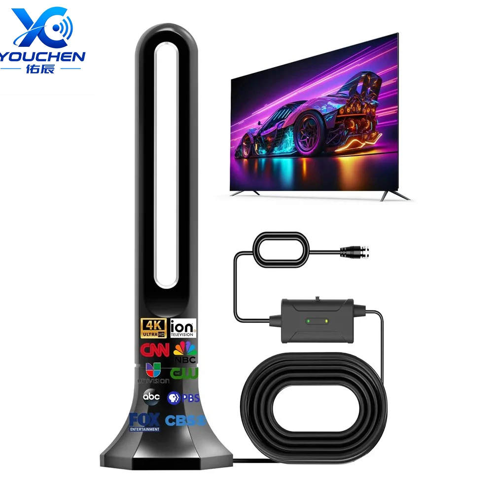 Upgraded Full 360° Signal Reception Digital TV Antenna for Local Channels Indoor HD TV Antenna DVB-T with 30dBi Gain Long Range