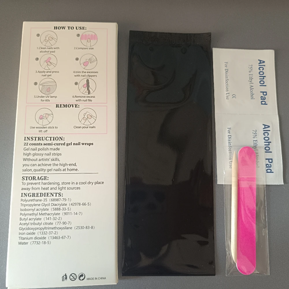 22Tips semi curing gel nail sticker needs UV lamp to harden, long-term waterproof, full set of nail gel wraps