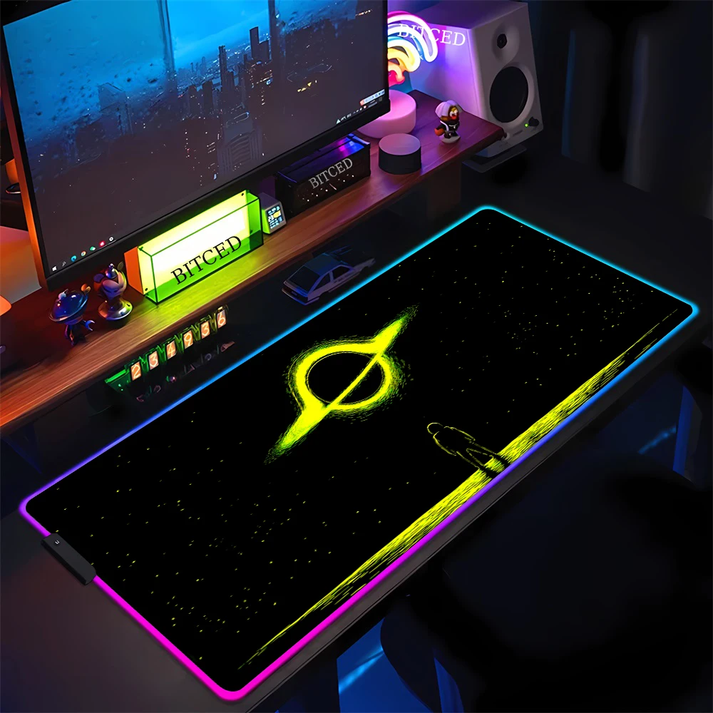 RGB นักบินอวกาศ Mousepad สํานักงานเดสก์ท็อปอุปกรณ์เสริมคอมพิวเตอร์เมาส์ Pad Backlight Kawaii ลื่นสีสันตาราง Mats