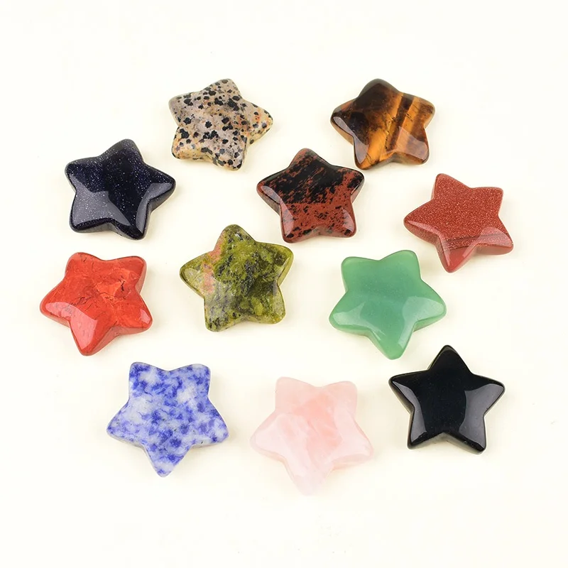 1pc Natural Crystal Star Five Pointed Star Stone Worry Stone Reiki Healing Crystal Mini Ornament Craft Gift