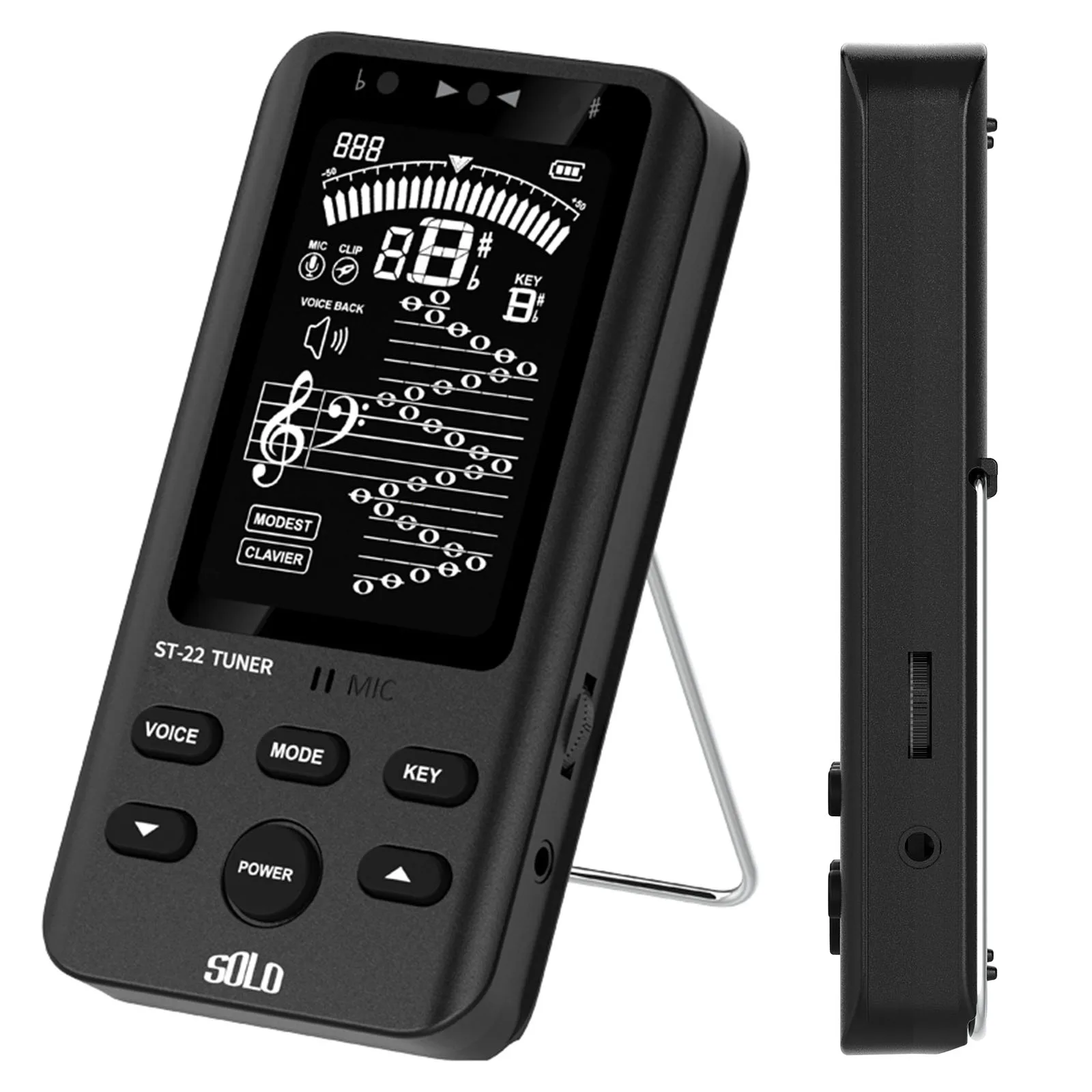 SOLO ST-22 Metronome for Rechargeable Digital Tuner with Following Sound and Shielding Variable Guitar Bass Violin Ukulele