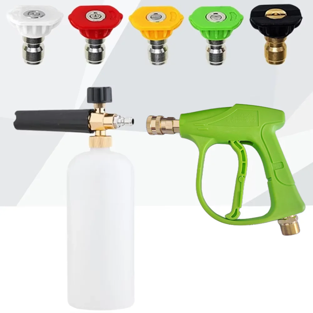 

Мощный набор водяных пистолетов из алюминия высокого давления, 5 насадок для быстрого подключения, идеально подходит для мойки автомобилей и уборки сада, 1/4 дюйма M22 -