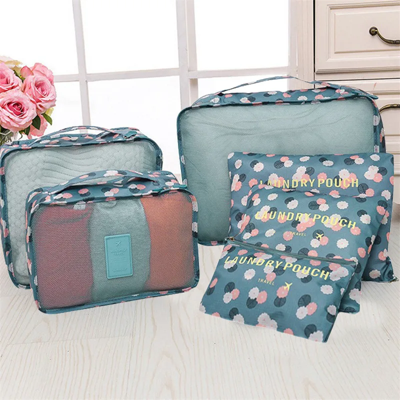 6 Pieces Set Travel Organizer Storage Bags Suitcase Portable Luggage Organizer Clothes Shoe Tidy Pouch Packing Storage Cases