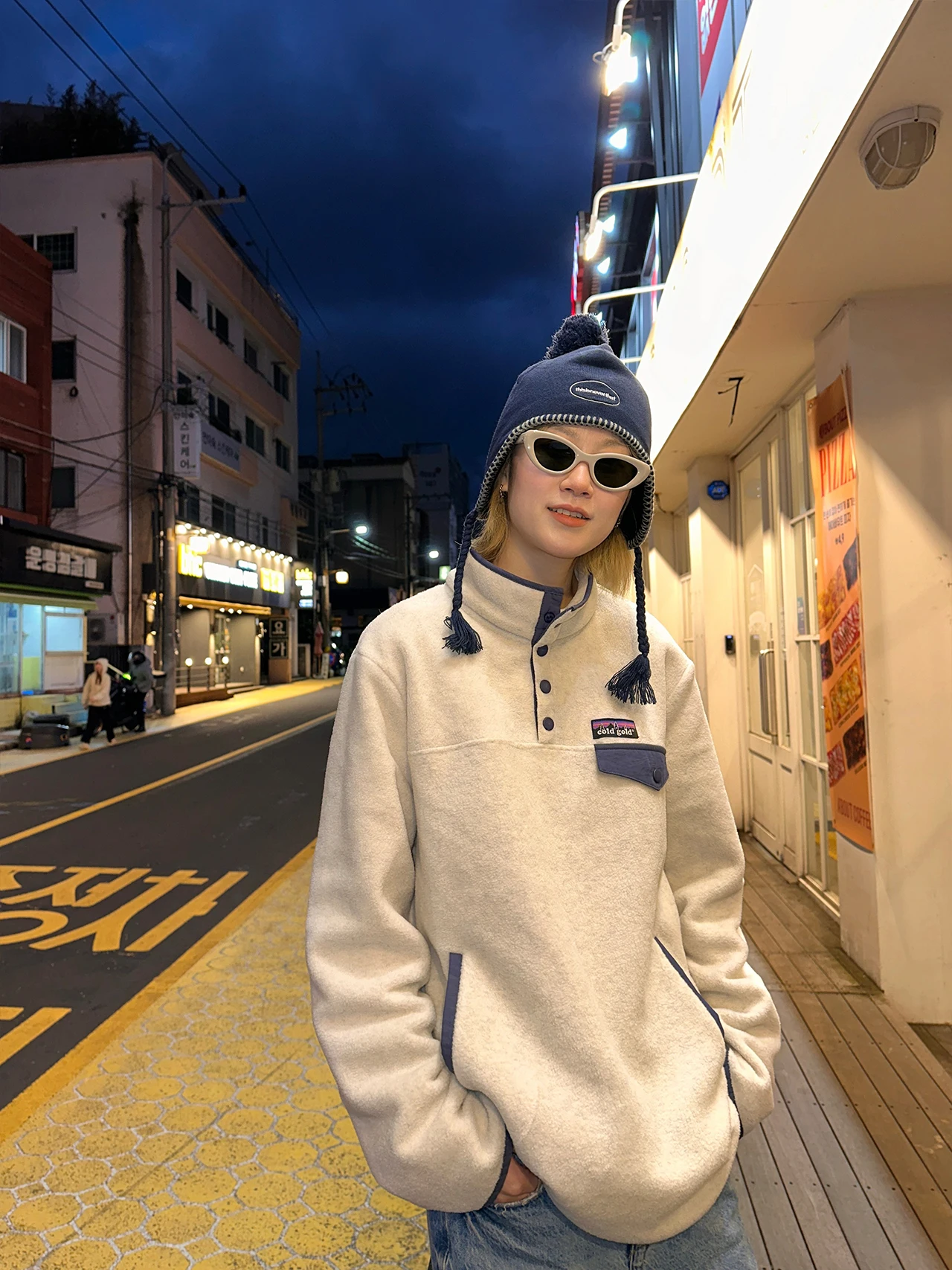 

Cold Gold Outdoor f Open Collar Stand up Collar Color Blo Fce Hoodie ex Loose Thi Warmth Outerwear