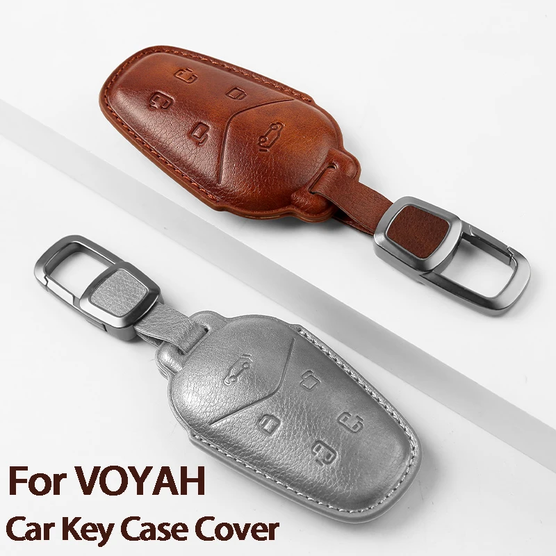 

Leather Car Remote Key Protection Cover For VOYAH DREAM POWER PHEV EV Key Case Shell Keyring Keychain Accessories