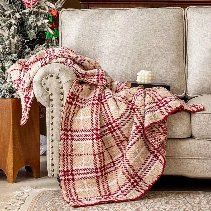 

Bohemia Christmas Blanket Luxury Red Plaid Sofa Cover Soft Blanket Throw Office Nap Shawl Home Christmas Decoration Bedspread