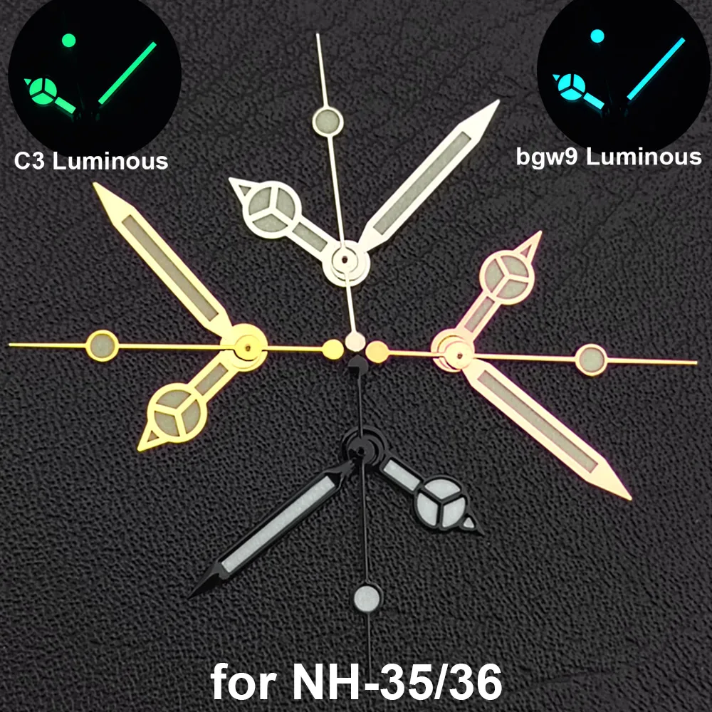 Silver/Gold/Rose Gold Watch Hands Green Cyan Luminous Fit NH35 NH36 Watches Movement Accessory Part
