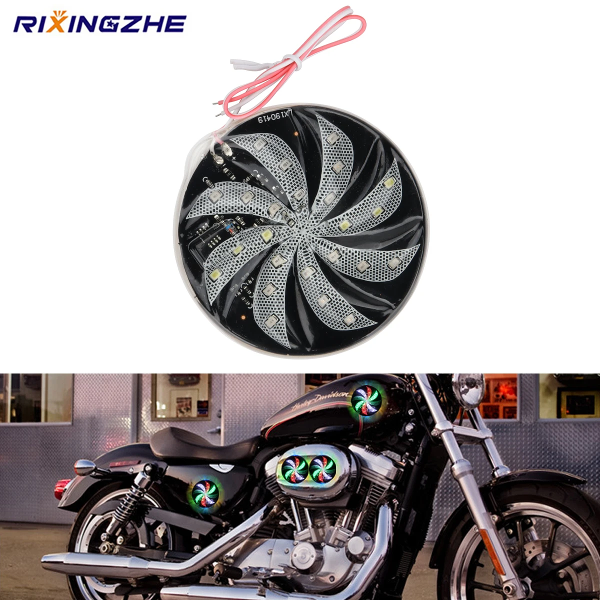 

1/2pcs Wind Fire Wheel style Motorcycle Flashing Signal Lamp Strobe Warning lights RGB Car Tires Decorative light 12V