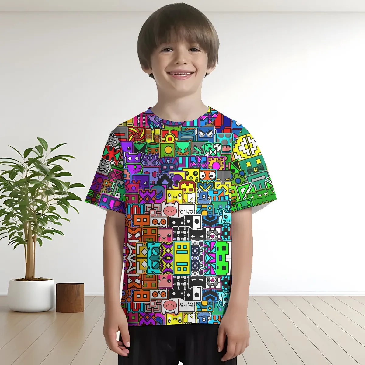 

Game Geometry Dashs Print Baby Clothing 5 to 14 Years Male Outdoor Clothes for Children Boy Girl Child T-Shirt Top Shirts