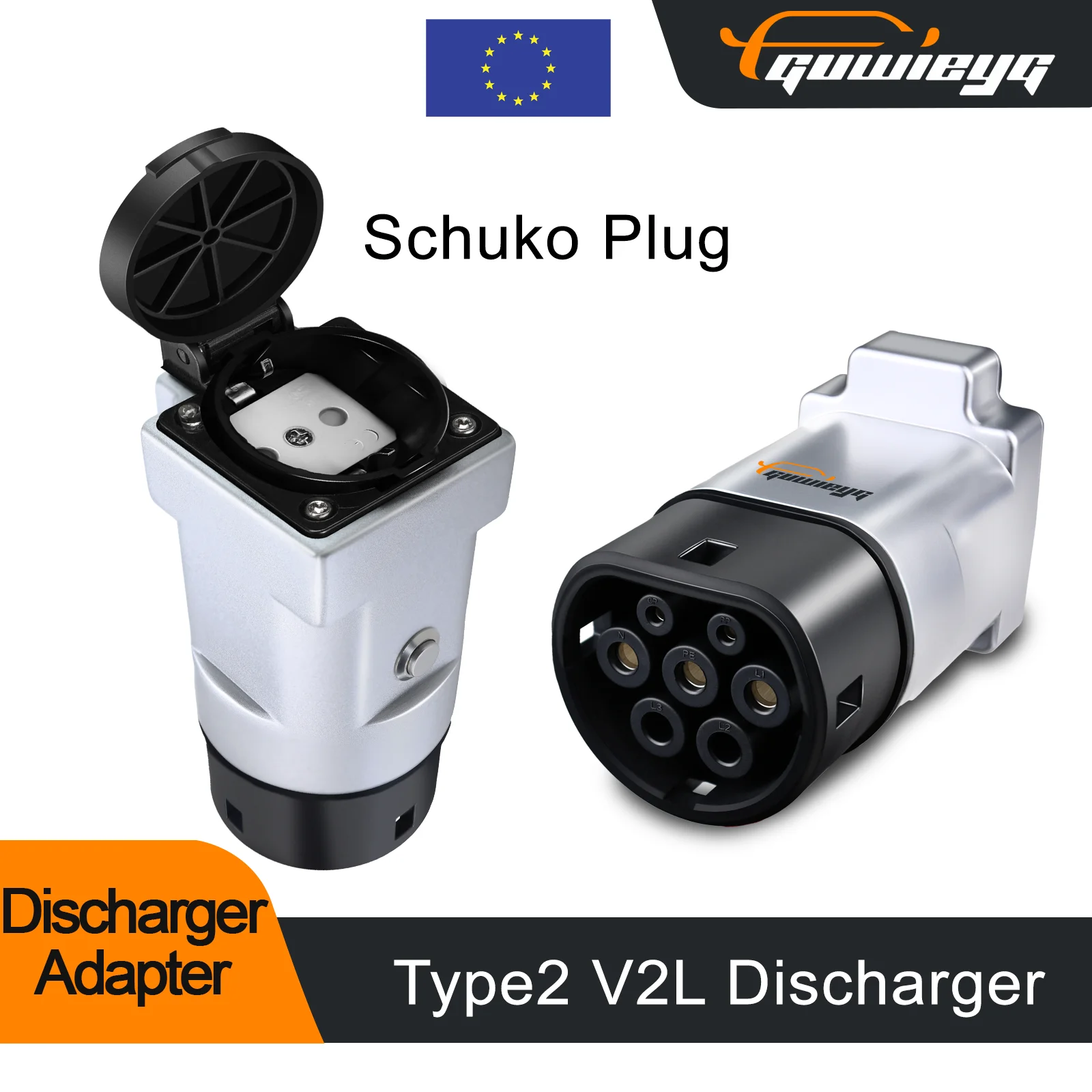 New Upgrade V2L Discharger Schuko Plug For Type2 Car Discharge EV Cable Adapter Support MG Discharge V2L Vehicle to Load Type 2