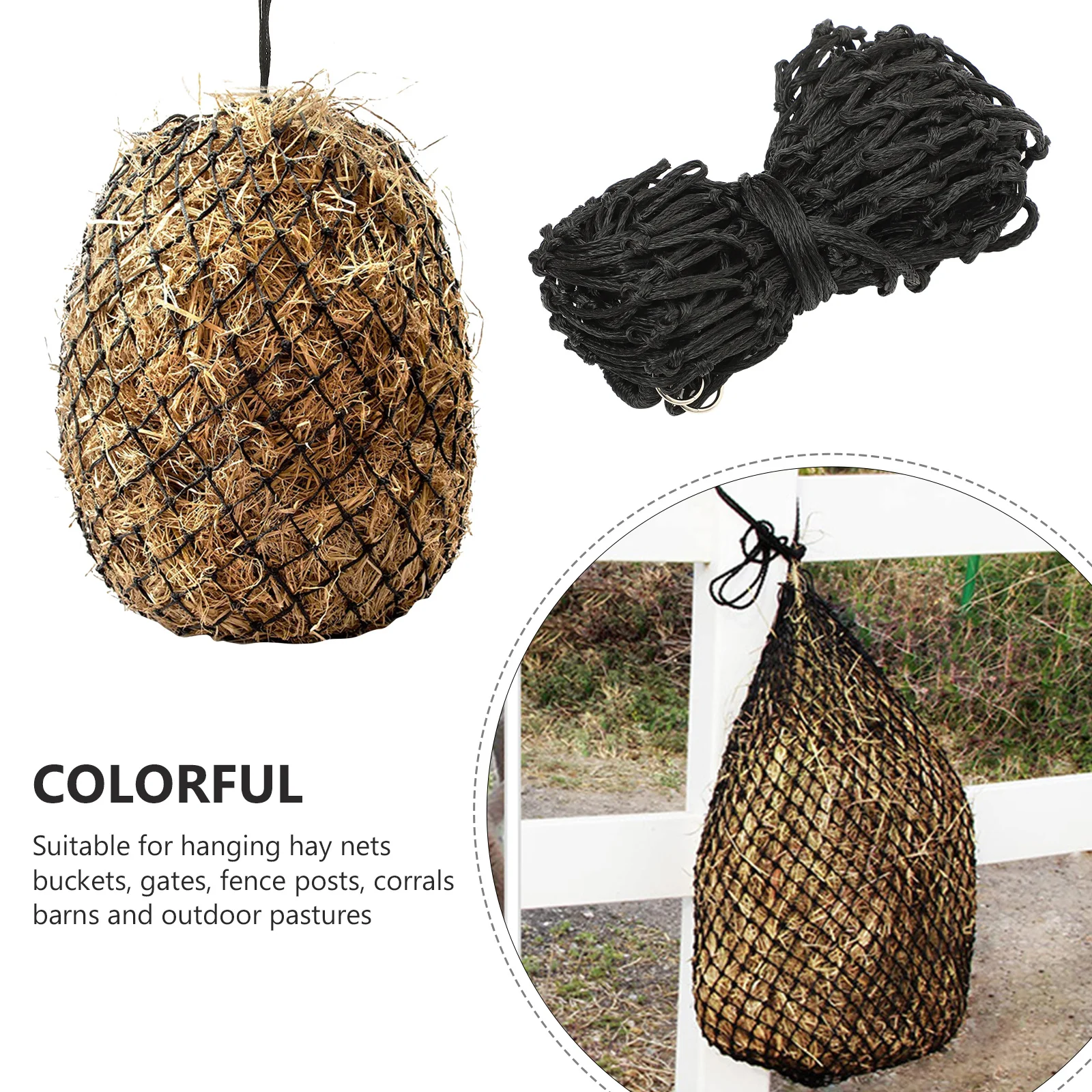 حقيبة شبكية لتغذية الحصان من النايلون المتين المقاوم للاهتراء، حقيبة معلقة لتغذية الماعز المستقرة تقلل من النفايات #5