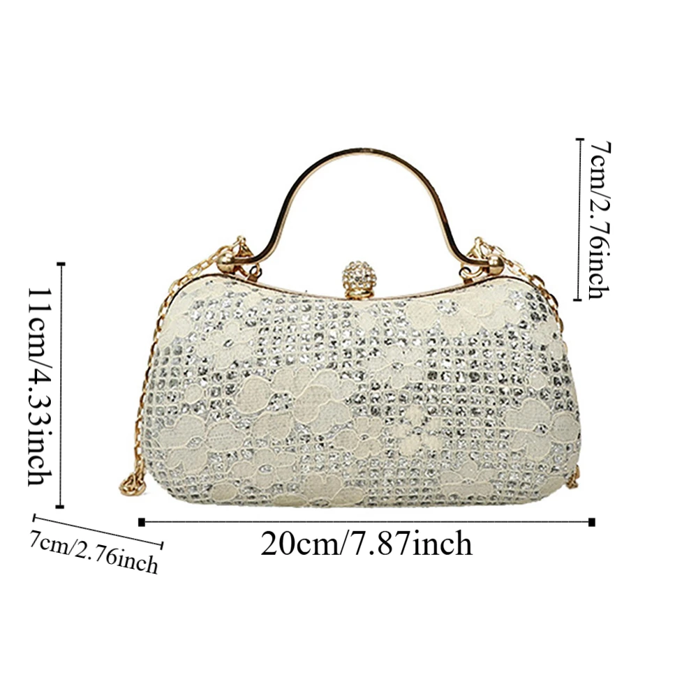 أنيقة فاخرة مساء مأدبة حقيبة لامعة حجر الراين صندوق حقيبة كتف زهرة معدنية مقبض علوي سلسلة حقيبة كروسبودي الزفاف #6