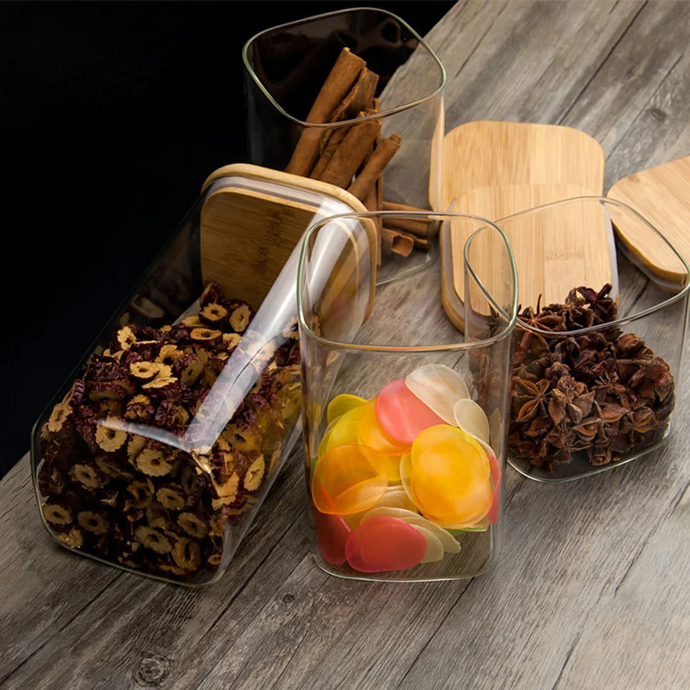 

Airtight Square Glass Jar 750Ml Sealed Container For Coffee Tea Dry Food Household Use Glass Storage Jar Candy Sugar Salt Pepper