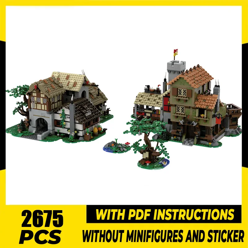 

Moc Building Blocks Modular Medieval Town Square Extension Model Technology Bricks DIY Assembly Gift Holiday Construstion Toy