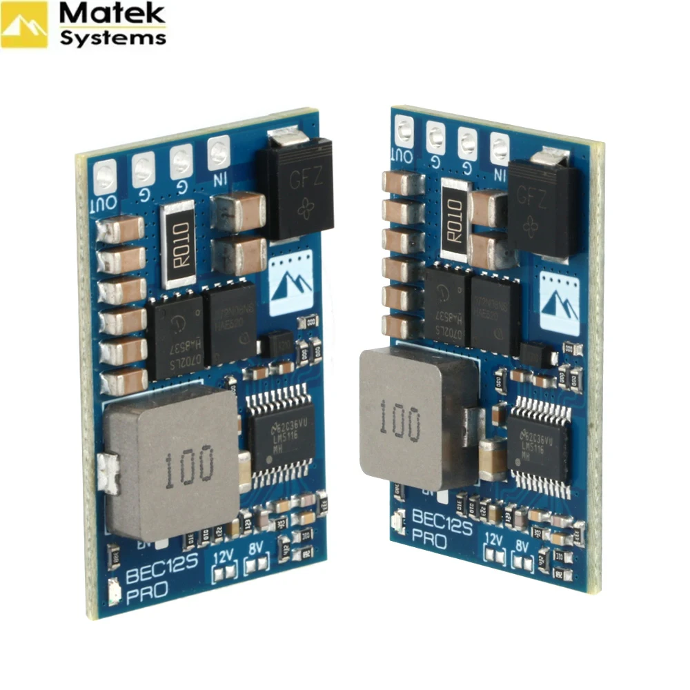 MATEK BEC12S-PRO 9-55V to 5V/8V/12V-5A BEC Module Overcurrent Protection and Self-recovery High-Performance BEC Module