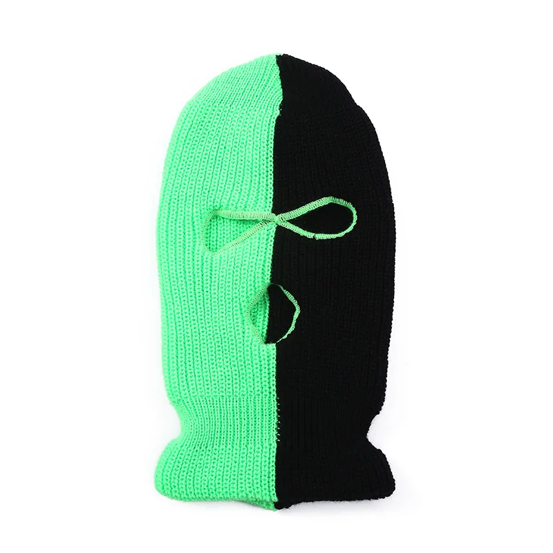 3 Hole Knitted Beanie Hat Full Face Ski Mask Winter Balaclava Face Cover for Outdoor Sports Caps