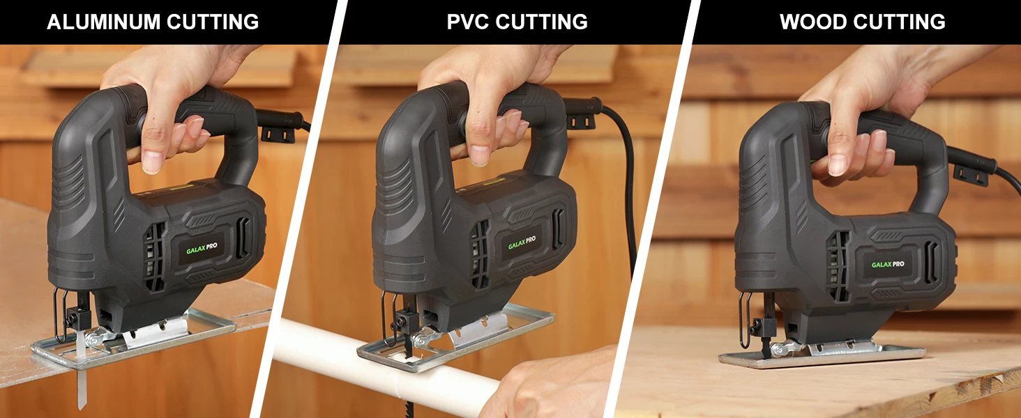 GALAX PRO Stichsäge 400W Leistungsstarker Motor Elektrische Säbelsäge 3000 U/min Einstellbar ±45° ° Abgeschrägter Schnitt für Tischler DIY Holzbearbeitung – Detail 3