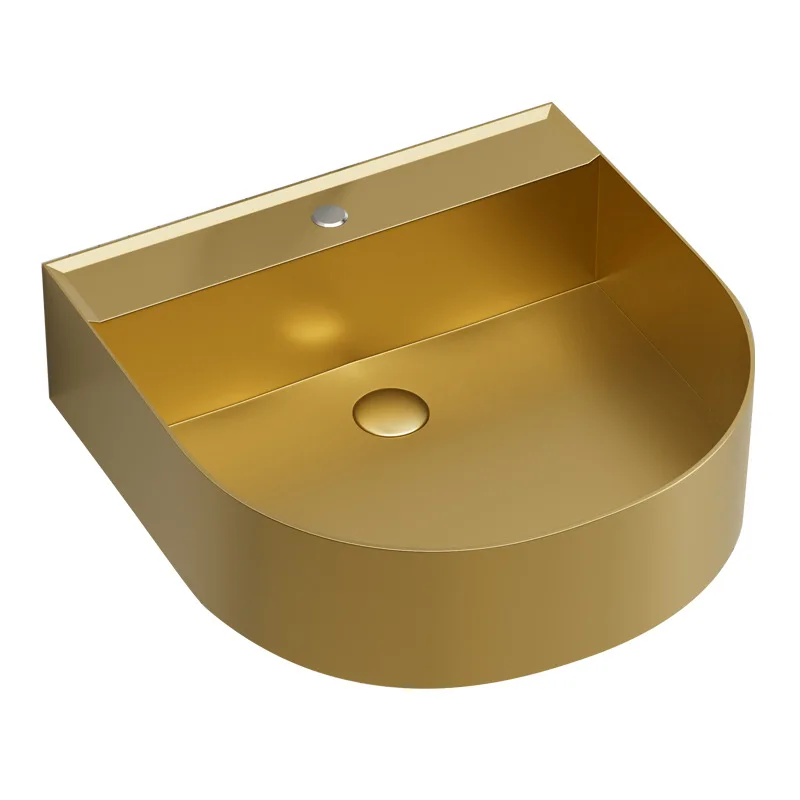 

Gold stainless steel countertop basin bar art basin creative washbasin hotel B&B wall-mounted washbasin black