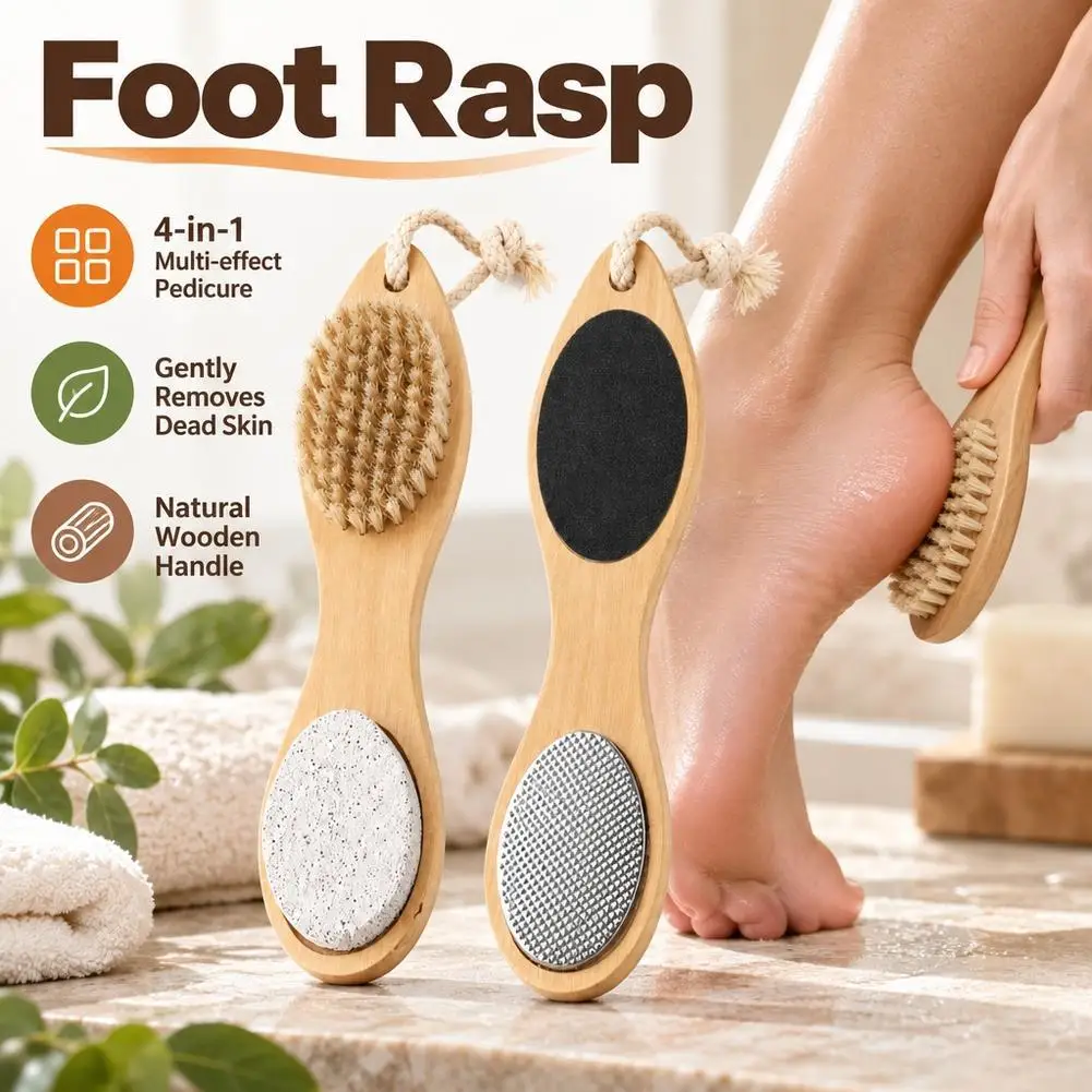Wooden Foot File 4 in 1 Dual Sided Callus Remover for Home Pedicure