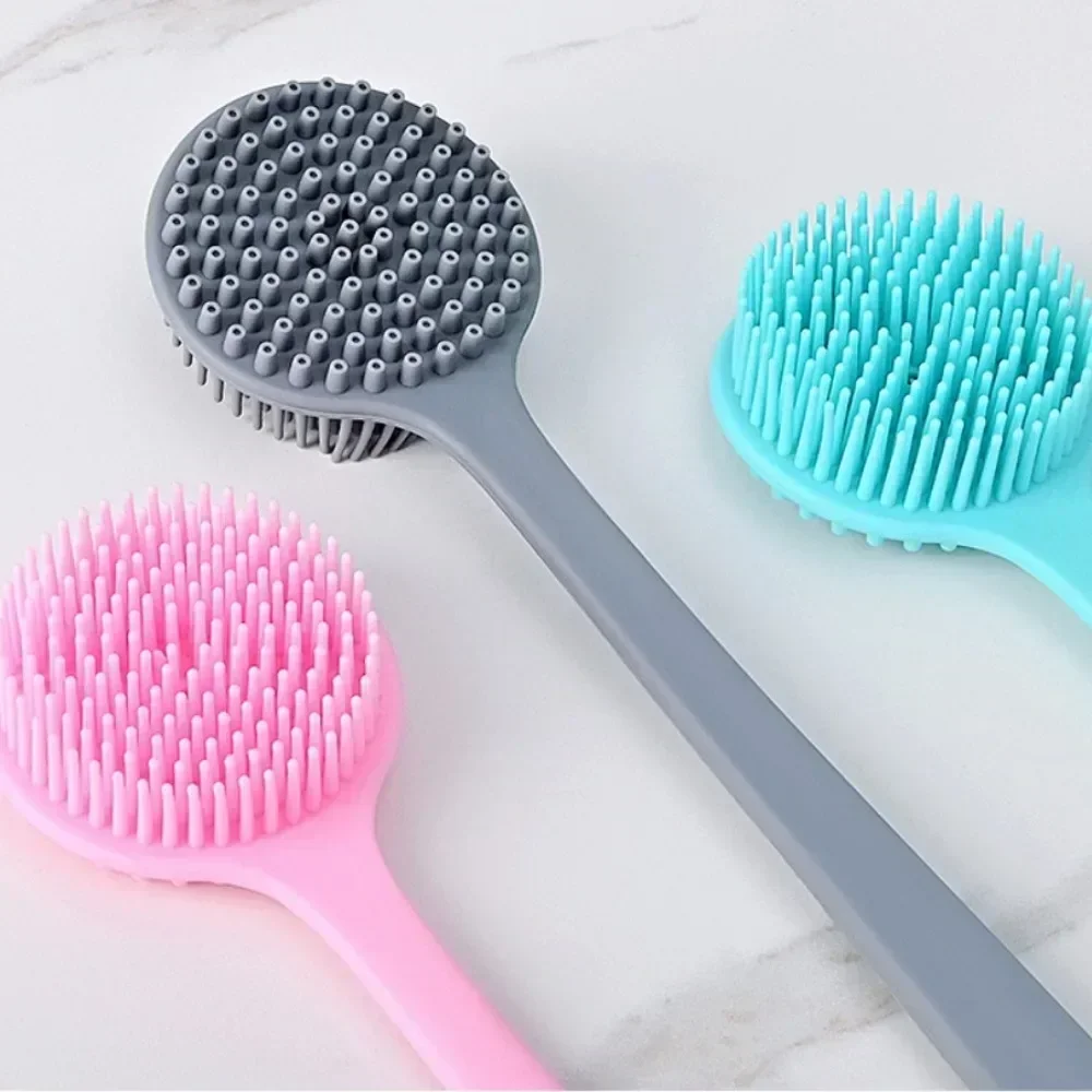 Soft Body Scrubber Shower Exfoliating Scrubs Long Handle Bath Brush Exfoliator Skin Massager Cleaning Brush Bathroom Accessories