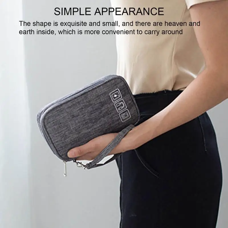 Electronic Organizer Bag Waterproof Portable Cord Gadgets Handbag Travel Mini Pouch For Data Cables Chargers USB Drives Cards