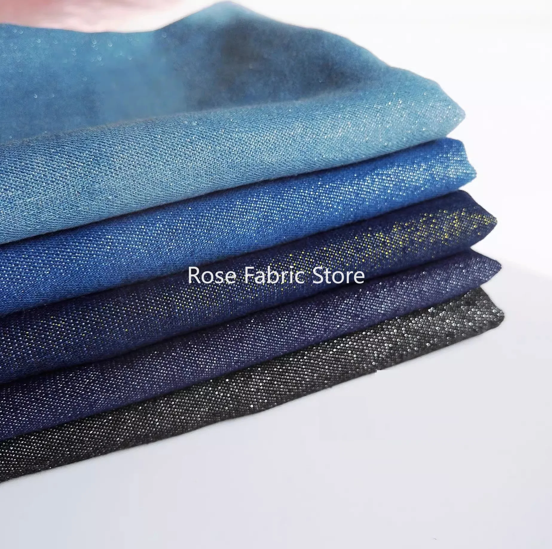 

1 Meter Light Weight Jeans Metallic Fabric With Shiny Lurex Fashion Denim DIY Sewing Dress Pants After Washed Tissus