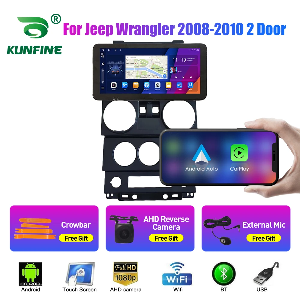 2Din Android Car Radio For  Jeep Wrangler 2008-2010   Car Stereo GPS Navigation Video Player Carplay Android Auto BT WIFI 4G Hea
