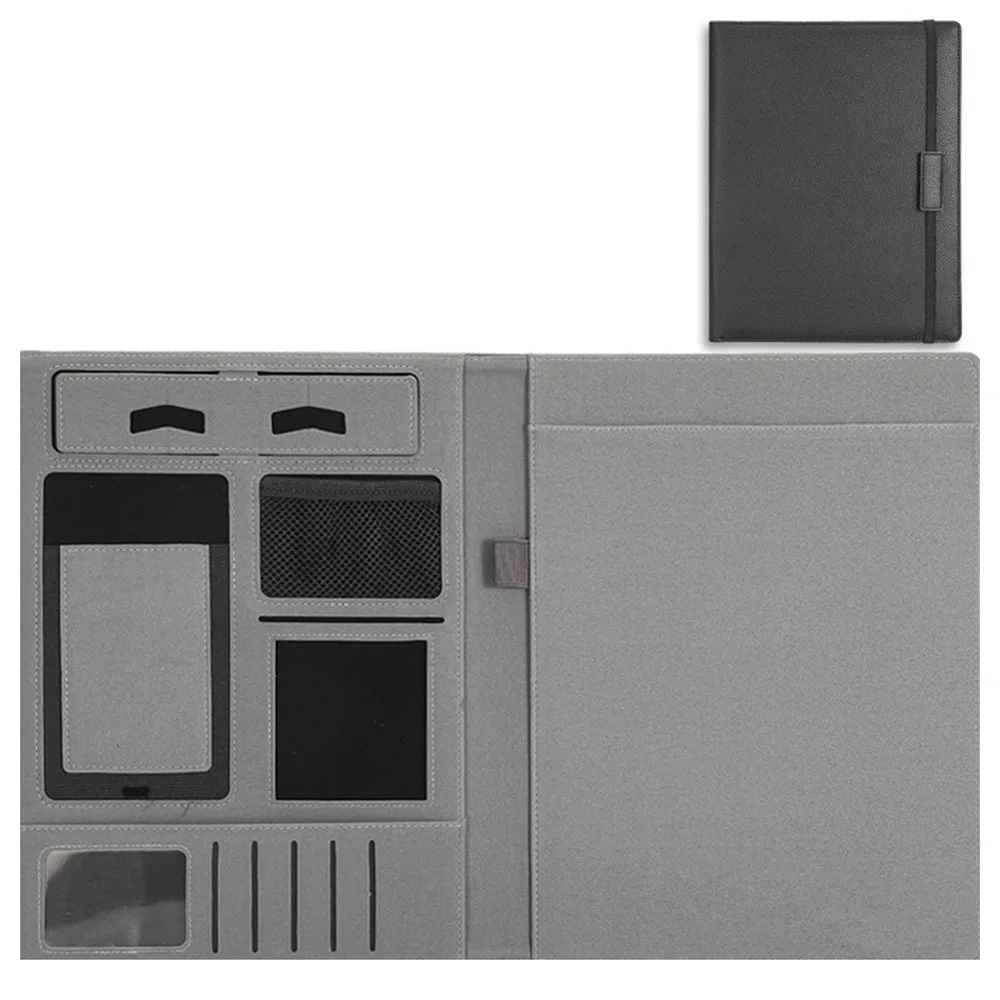 

New A4 Padfolio Portfolio Binder PU Leather Multifunctional Meeting Folder Portable Contract File Folders Business