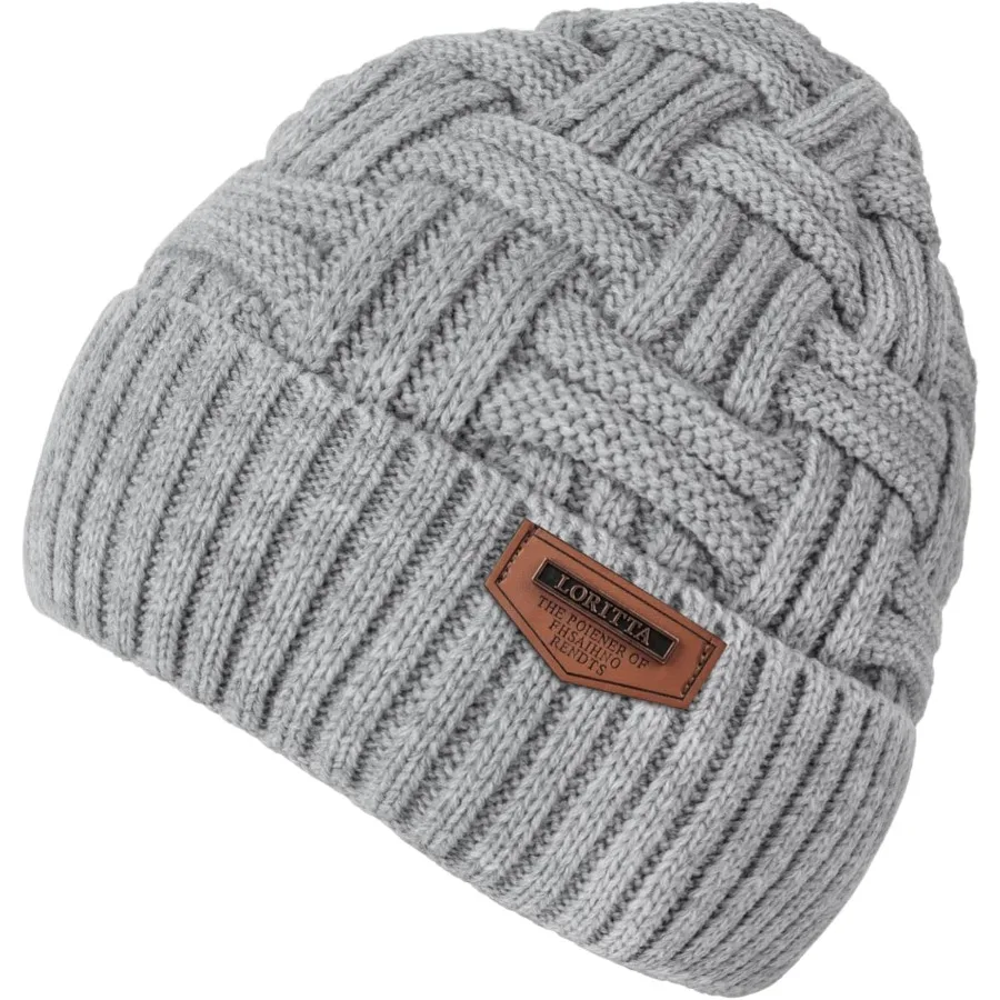 Loritta Wintermütze, warm gestrickt, dick, Baggy, Slouchy Beanie, Totenkopfmütze für Herren