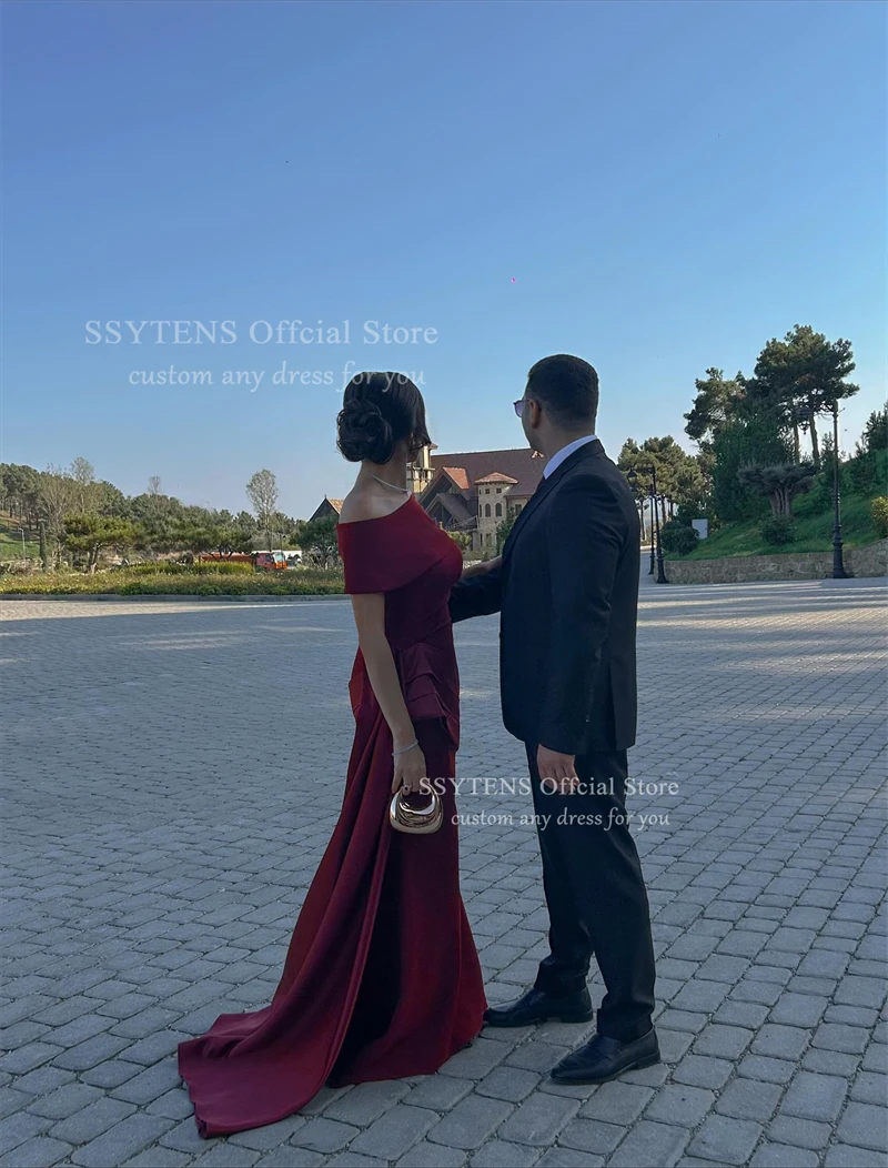 فساتين سهرة مكشوفة الكتف من SSYTENS 2026 بدون أكمام حورية البحر للحفلات الراقصة أنيقة بطيات على الأرض لحفلات الزفاف حسب الطلب