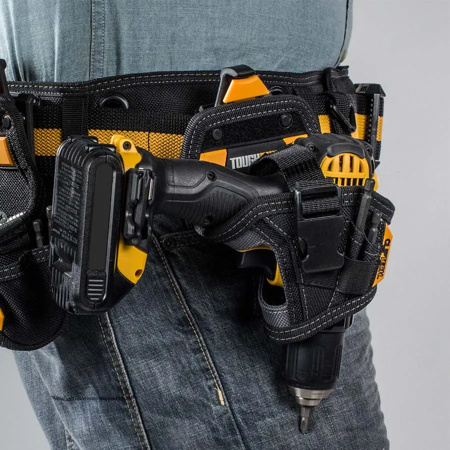 タフビルド-コンパクトドリルホルスター-ハードバッグ-クイックリリースツールバッグ-ドリルポーチ-5ポケットループと3つのドリルスロット付き-tb-ct-20-s