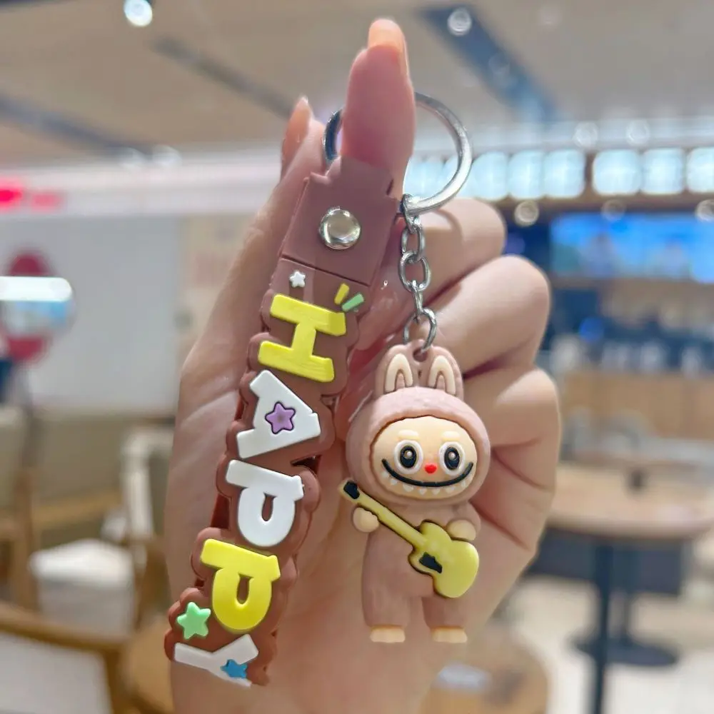 Cartoon Labubu Keychain The Monsters Heartbeat Macaron Figure Labubu Silicone Pendant Keyring Kawaii Jewelry Accessories Gifts