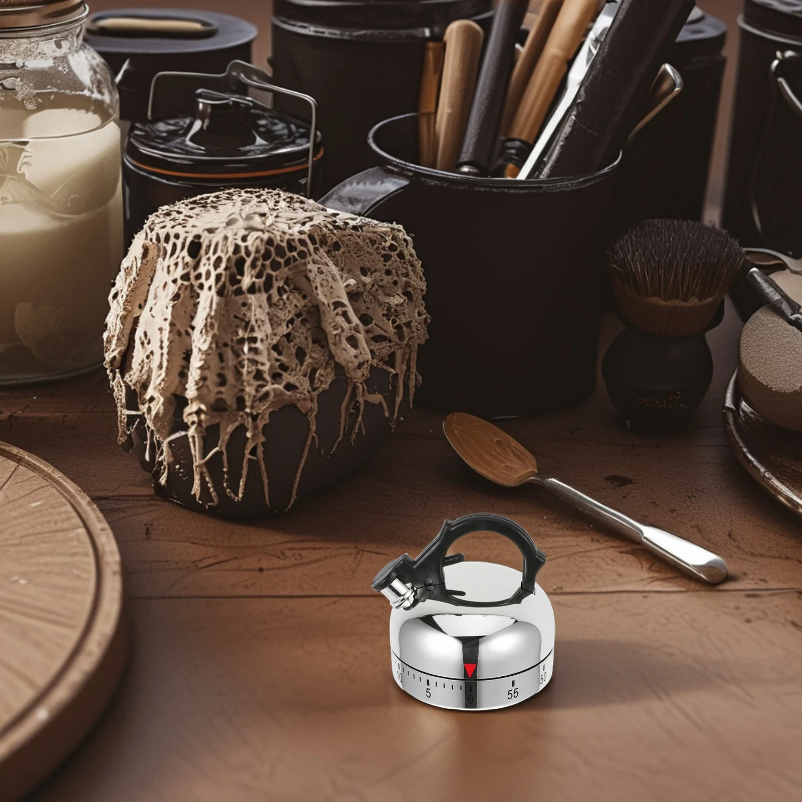 

Tea Kettle Shaped Mechanical Kitchen Timer 60 Minute Wind Up Manual Countdown Timer For Cooking Baking Studying Brewing Yoga