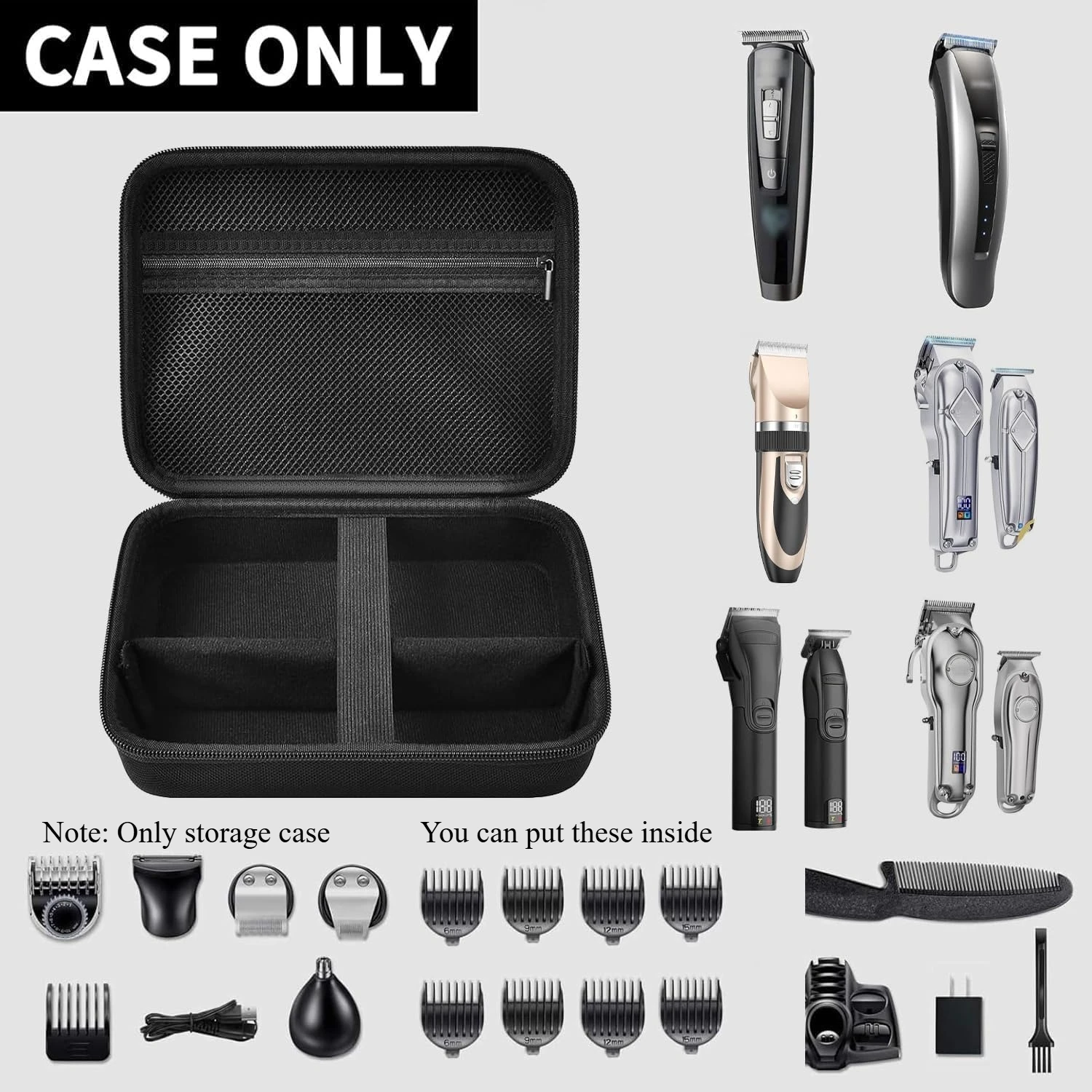 (ケースのみ) Hatteker/oneisall/Ufre/Limural バリカン用ケース、男性用ひげトリマーオーガナイザーボックス、コードレスヘア用