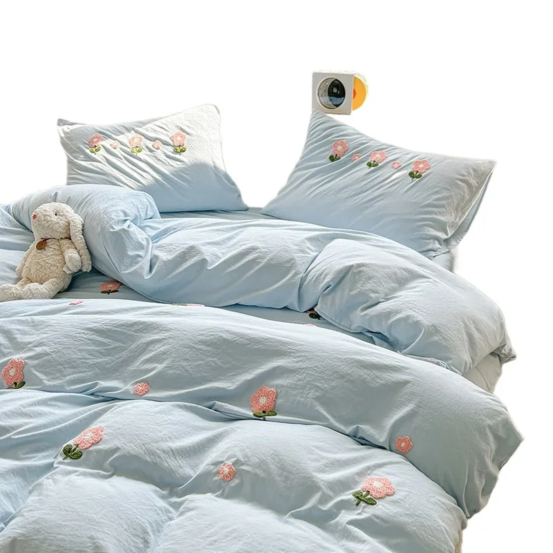 

Class A Bedding Set Four-Piece Pure Cotton Bed Sheet Duvet Cover Three-Piece Set for Student Dormitory