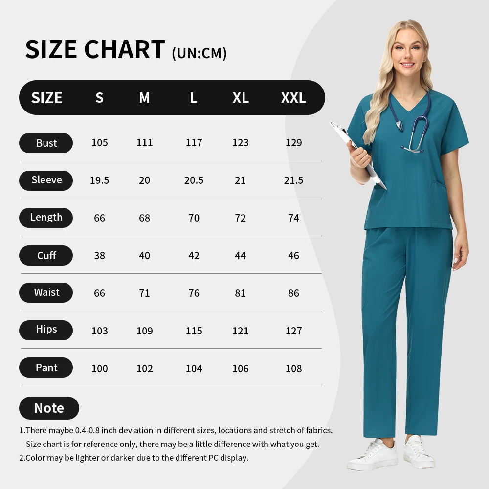 Hospital Operating Room Uniforms Scrub Nurse Dentist Work Clothes Scrub Top and Straight Pants Set Medical Scrubs Women Workwear