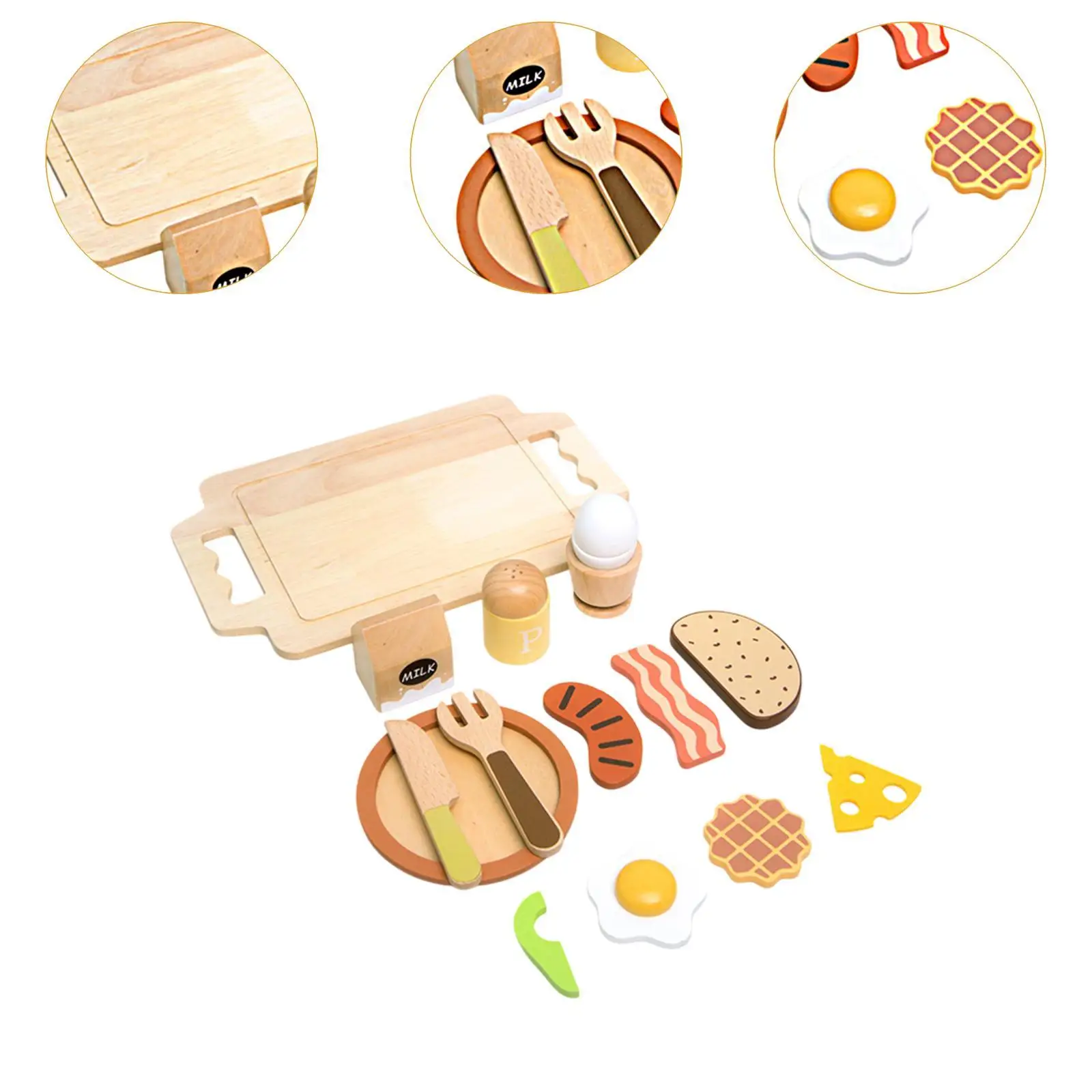 Conjuntos de jogos de madeira fingir jogar café da manhã playset role play café da manhã comida jogar conjunto para janela exibição artesanato artesanato