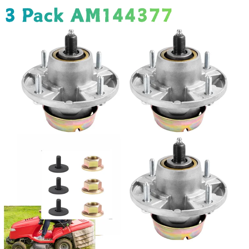 3 Pack Deck Spindle Assembly AM124498, AM144377 Spindle Compatible with JDeere X530 X300 X540 Z425 LT133 LT155 LT166 LX280 Mower