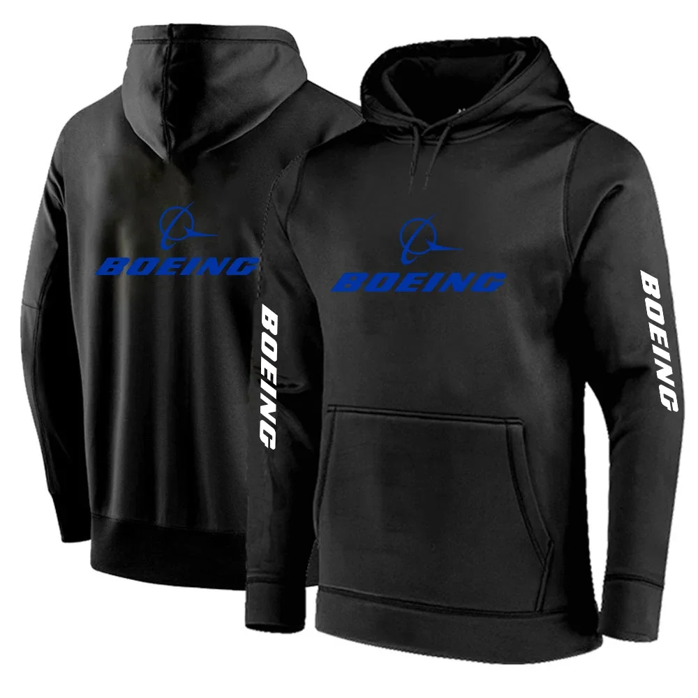 BOEING AEROPLANE 2024 Men's New Solid Color Hoodies Casual Harajuku Hooded Streetwear Fashion Sweatshirts Pullover Clothes Tops