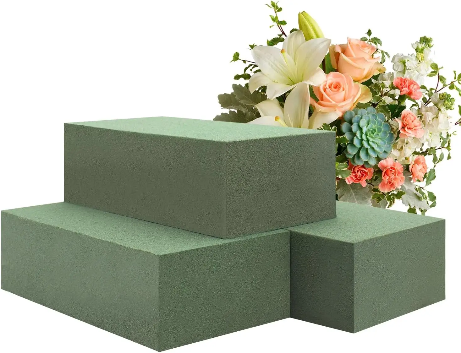 

Набор из 3 зеленых флористических пеноблоков для живых и искусственных цветов, для влажного и сухого использования, для декора сада