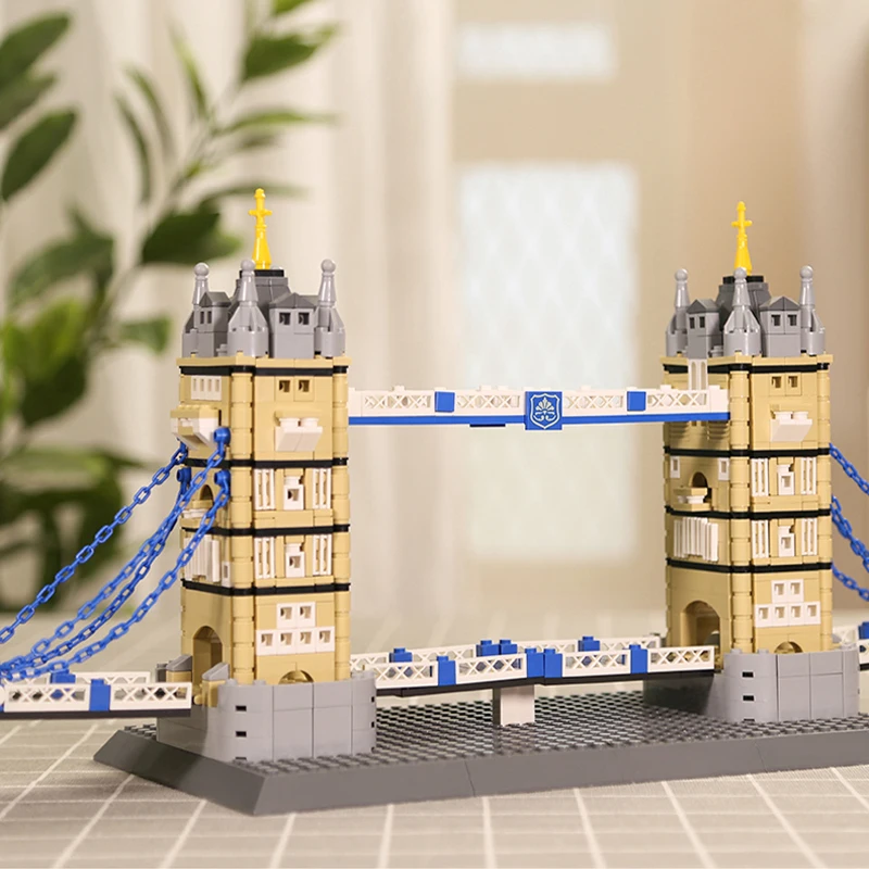 World Famous Architecture Twin Tower Bridge Building Blocks Micro Block Tower Bridge London United Kingdom Building Brick Toy