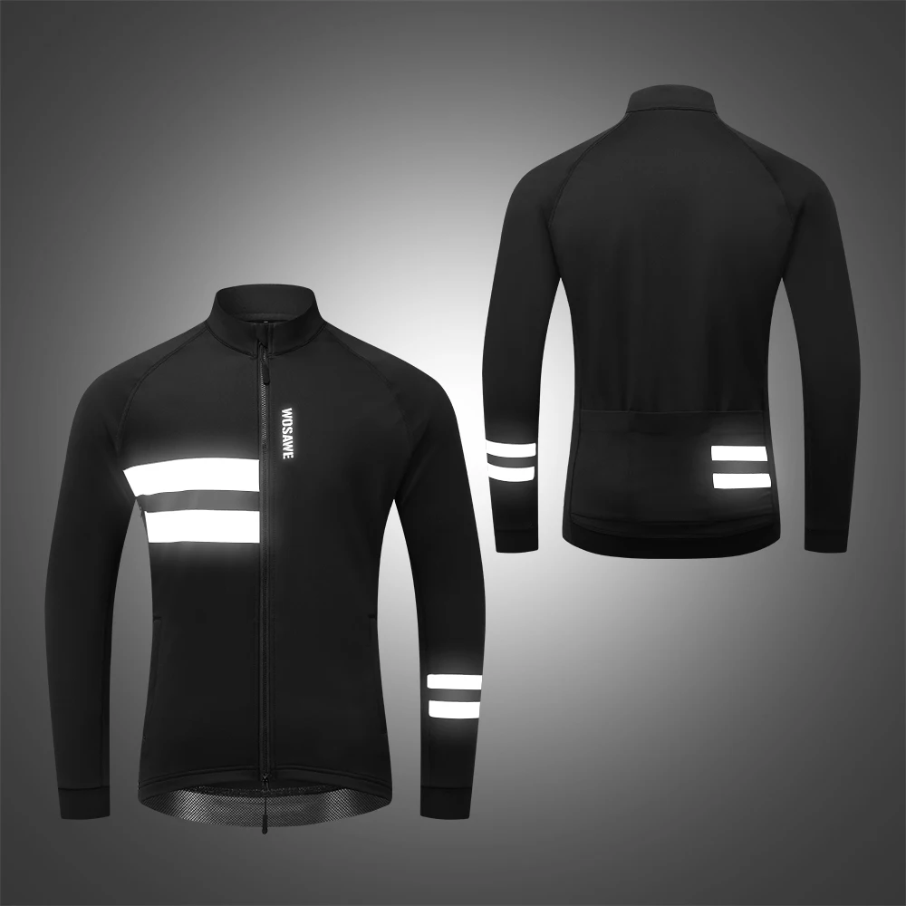 WOSAWE Winter Cycling Jacket Men Women Thermal Fleece Softshell MTB Bike Outwear Breathable High Visibility Cycling Clothing